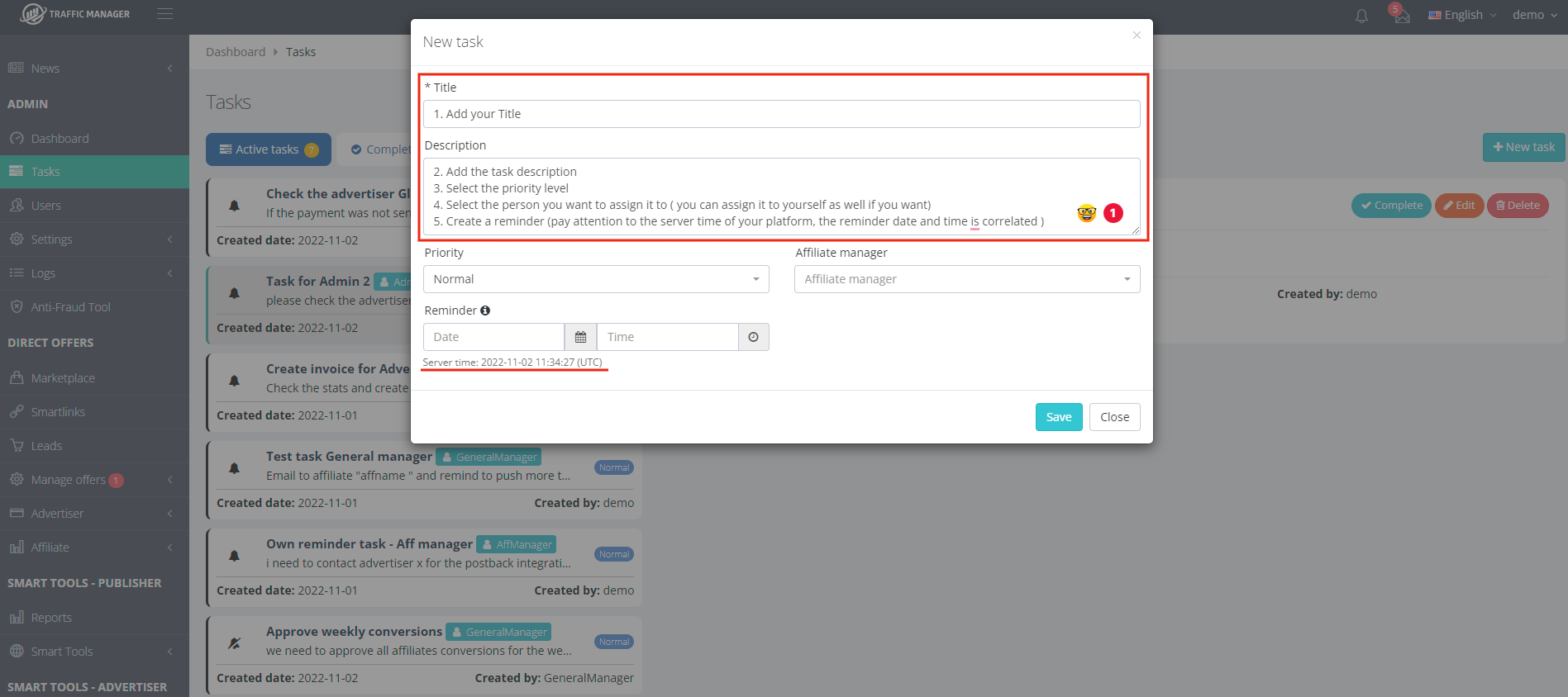 New Feature Released: Tasks and Reminders | TrafficManager blog